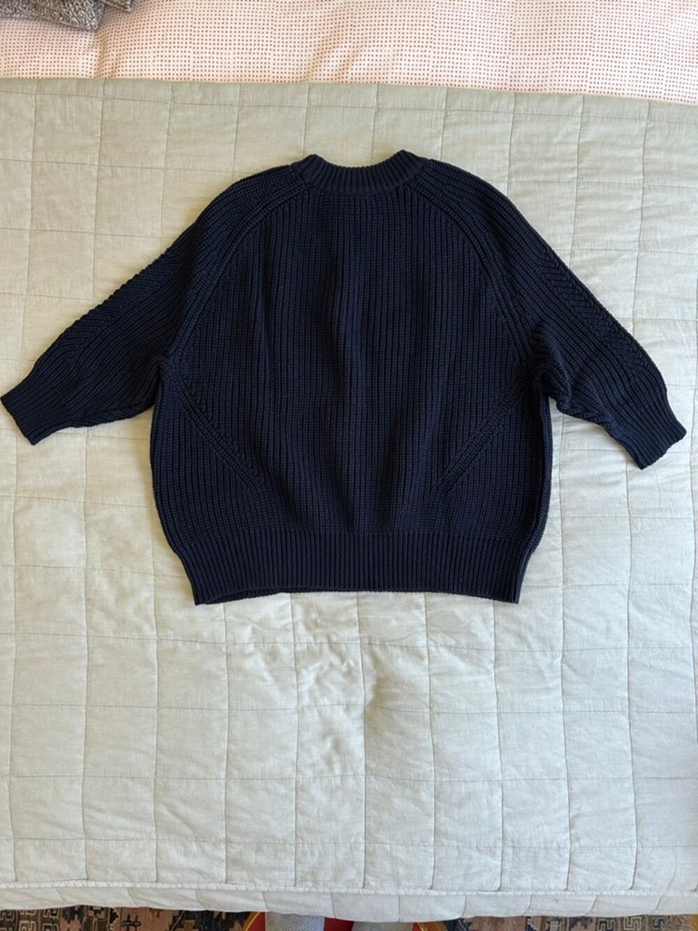 Chelsea Washed Cotton Sweater in Navy - Picture 3 of 5